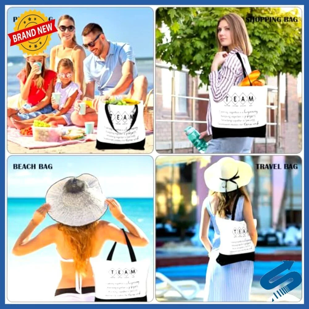 Team Appreciation Canvas Tote Bags Bulk Set Motivational Gift Polyester Cotton